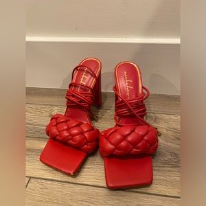 Misbehave Lace Up Square Toe Heels Size 8